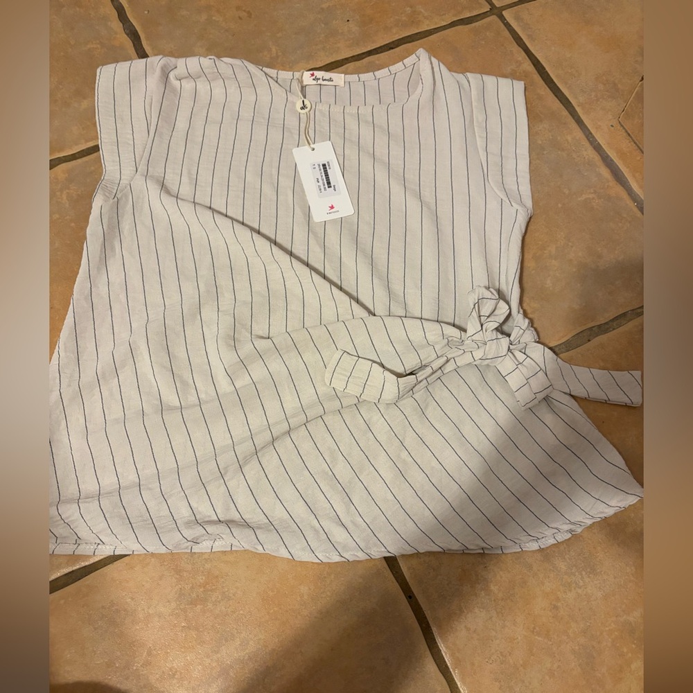 Striped Sleeveless Top with Button Accent